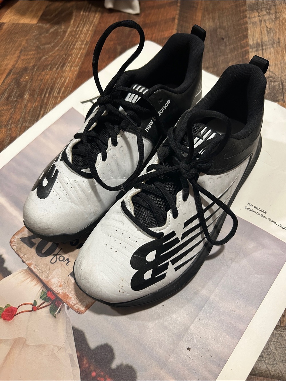 New Balance Women's White and Black Athletic/softball turf Sneakers